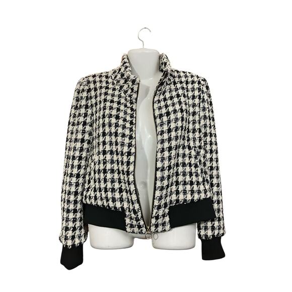 Generation Love Women's Blk/Cream Logan Metallic Sparkle Zip Dressy Jacket SZ L - Picture 4 of 10